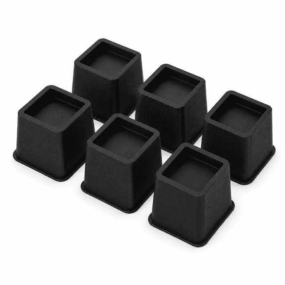 Bed Risers 3 Inch, Heavy Duty Furniture Risers for Bed Frame, Couch, Desk and Chair, 1500 lb Capacity, Set of 6, Black