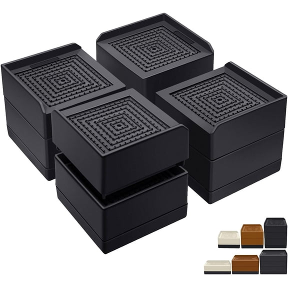 Bed Risers 3 inch Heavy Duty,Furniture Risers for Desk Table Sofa Couch Lifts to 1.5 or 3 inch, Square Adjustable Risers Blocks, Support Up to 1,300 Lbs4 Pack-Black