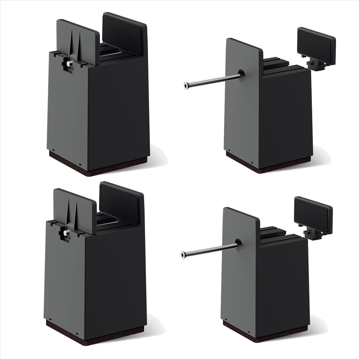 Bed Risers, 4 Inch Adjustable Desk Riser Blocks with Screw Clamp 4 Pack Heavy Duty Chair Raisers Fits 0-2 Inch Widths