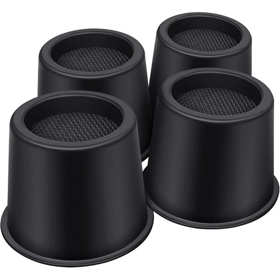 Bed Risers 4 Inch Heavy Duty, Round Furniture Risers for Bed Desk Table Sofa CouchBed Lifts Risers, Support up to 3300 Lbs(4 Pack Black)