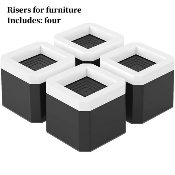 Bed Risers 4 Pack Black White Polypropylene 0.73 lb Heavy Duty Couch Risers 4 in High