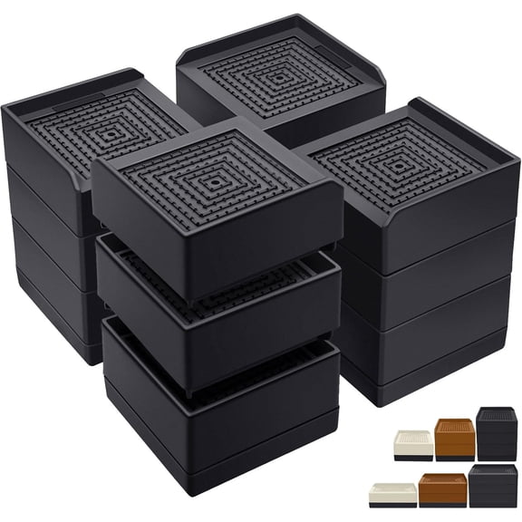 Bed Risers 4 inch Heavy Duty, Furniture Risers for Desk Table Sofa Couch Lifts to 1.5、3 or 4 in, Square Adjustable Risers Blocks, Support Up to 1,300 Lbs(4 Pack-Black) 1.5 Inch-black(square)