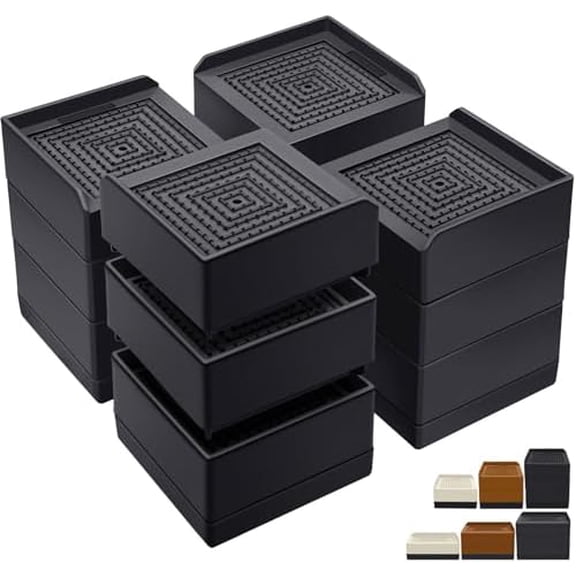 Bed Risers 4 inch Heavy Duty, Furniture Risers for Desk Table Sofa Couch Lifts to 1.5、3 or 4 in, Square Adjustable Risers Blocks, Support Up to 1,300 Lbs(4 Pack-Black)