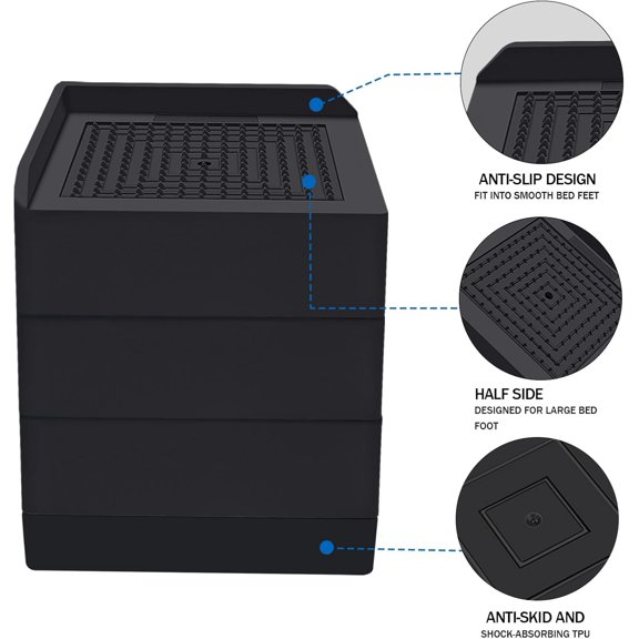 Bed Risers 4 inch Heavy Duty, Furniture Risers for Desk Table Sofa Couch Lifts to 1.53 or 4 in, Square Adjustable Risers Blocks, Support Up to 1,300 Lbs4 Pack-Black