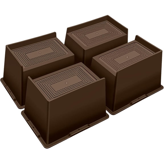 Bed Risers 5 Inch Heavy Duty,Oversized Couch Risers, Extra Wide Furniture Risers for Sofa Table Desk Headboard Chair Lifting,Rectangle Risering Blocks Support 6000 lbs(4 Pack Brown)