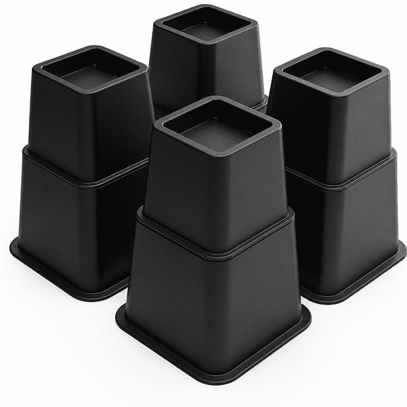 Bed Risers 5 inch, 3 inch or 8 inch, Heavy Duty Furniture Riser Oversized for Couch Sofa Table Chair Leg Frame Dorm, Support up to 5000 Lbs(Black, 8INCH-4)