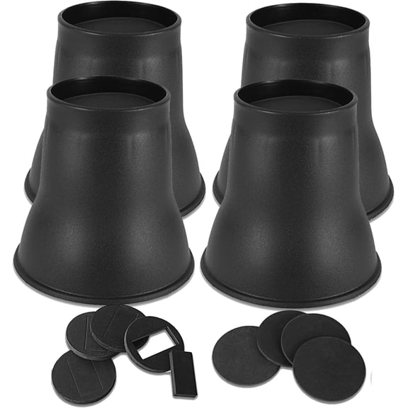 Bed Risers 6 Inch Heavy Duty, Furniture for Couch Table Sofa Desk Chair Leg Lifter, Support up to 6000 Lbs Dorm Extender Round Frame Riser, Black 4 Pack