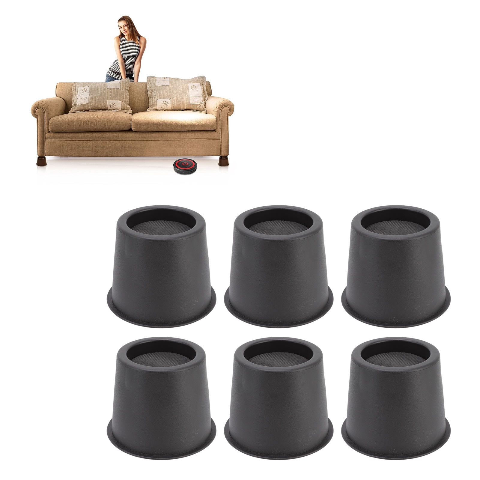 Bed Risers, 6 Pcs Round Anti Vibration Pads Sofa Feet Pads, In Heights