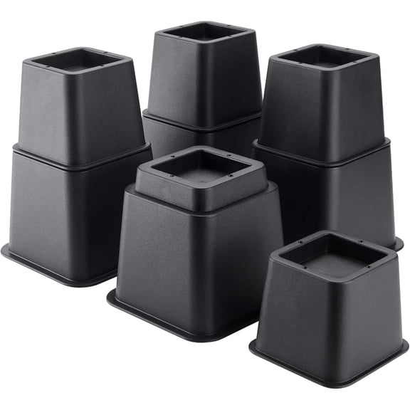 Bed Risers 8 Inch Adjustable, 4-Pack Stackable Furniture Risers, 3, 5, 8 Inch He