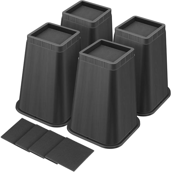 Bed Risers 8 Inch Heavy Duty, Furniture Risers Lifts 12" 8" 4" for Table, Desk Leg, Sofa, Couch, Adjustable Bed Frame Risers Supports Up to 6,000 Lbs, Black, 4 Pack