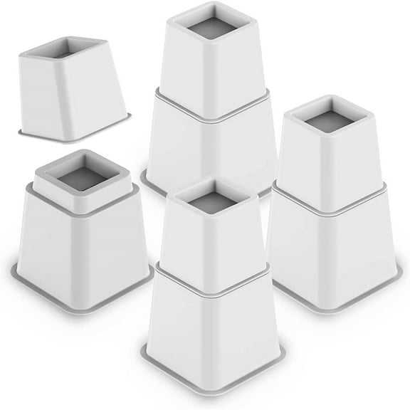 Bed Risers 8 Piece 4 Large 4 Small Size White 0.46 lb Polypropylene for Raising Bed Sofa Table Desk