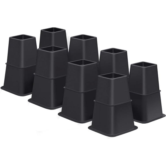 Bed Risers 8 inch Heavy Duty,Elevation in Heights 3, 5, 8 InchAdjustable Furniture Risers for Chair Table and Desk Legs Lifting (8 Pack, Black)