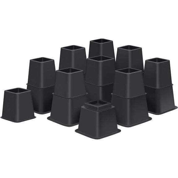 Bed Risers 8 inch Heavy Duty,Elevation in Heights 3, 5, 8 InchAdjustable Furniture Risers for Chair Table and Desk Legs Lifting (9 Pack,Black)