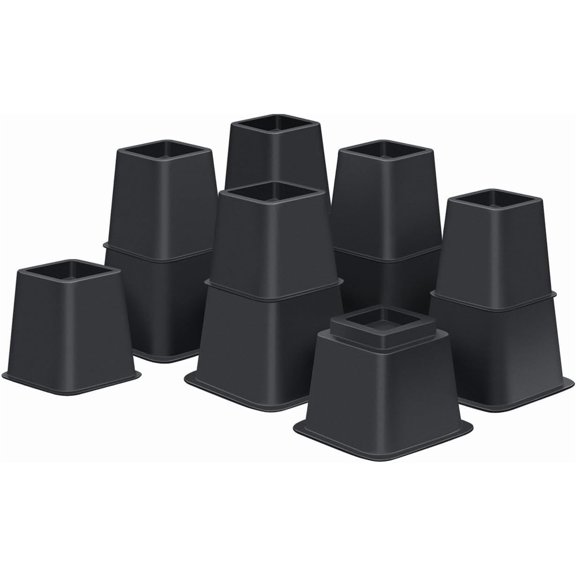 Bed Risers 8 inch Heavy Duty,Elevation in Heights 3, 5, 8 Inch,Adjustable Furniture Risers for Chair Table and Desk Lifting (6 Pack,Black)