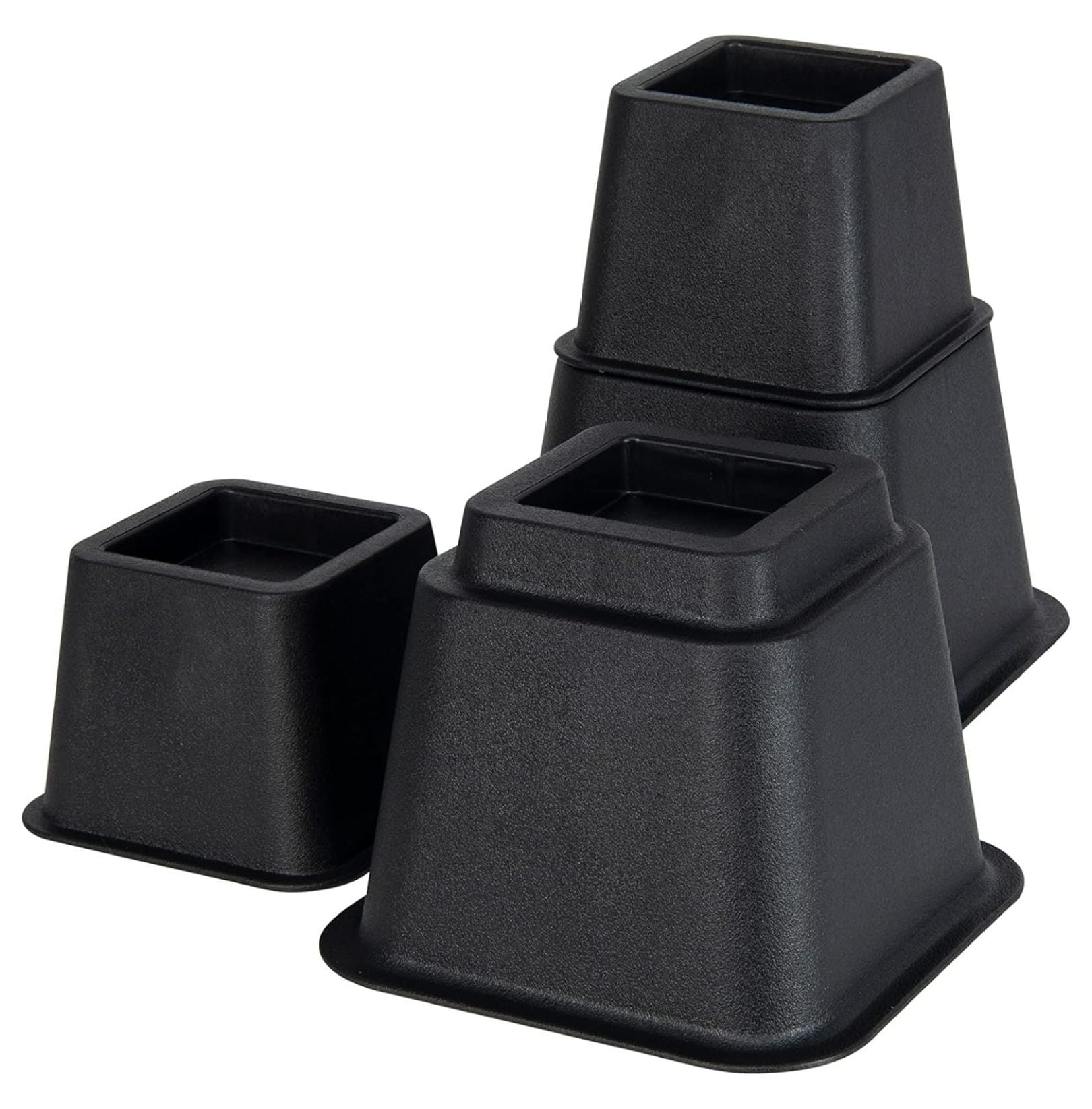 Heavy Duty Black Adjustable Bed and Furniture Risers Set