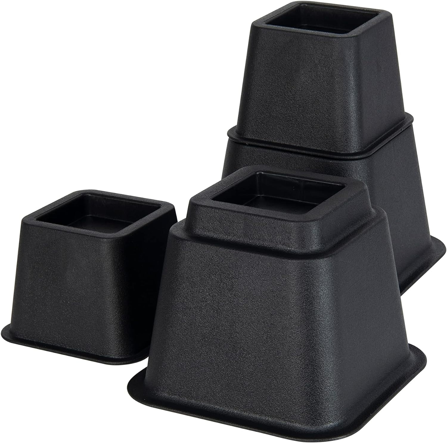 Heavy Duty Black Adjustable Bed and Furniture Risers Set