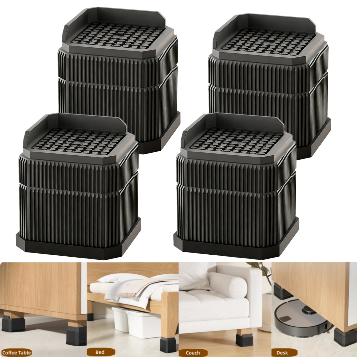 Fridge Risers WYAJU Bed Risers Furniture Risers 4 Pack, Heavy-Duty Rectangular ...