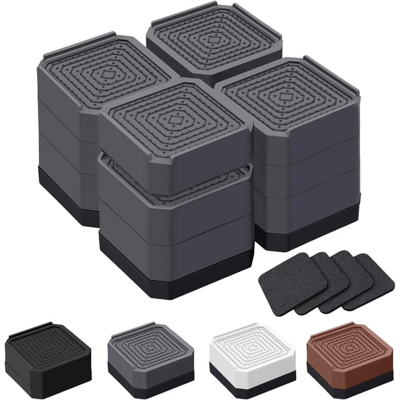 Bed Risers and Furniture Risers, Heavy Duty Adjustable Lifting Blocks for Couches, Desks, and Chairs, Elevates 1.53 or 4.3 Inches, Holds up to 4000 lbs (Grey)