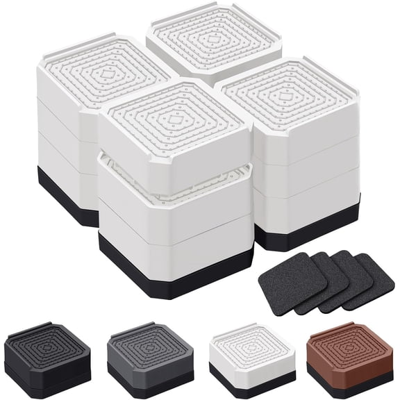 Bed Risers and Furniture Risers, Heavy Duty Adjustable Lifting Blocks for Couches, Desks, and Chairs, Elevates 1.53 or 4.3 Inches, Holds up to 4000 lbs (White)