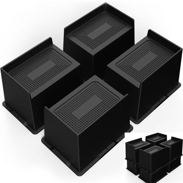 White Bed Risers 8 Piece Set, 4 Large 4 Small, 0.46 lb Polypropylene ...