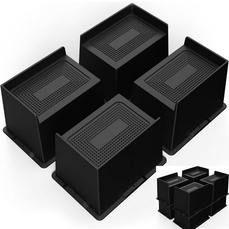Bed Risers Furniture Risers Heavy-Duty Rectangular Adjustable Block Lift to 5 inches Desk, Sofa, Chair Legs, Refrigerator, Washing Machine Support up to 6000 lbs(Black 4 Pack, 5 inch)