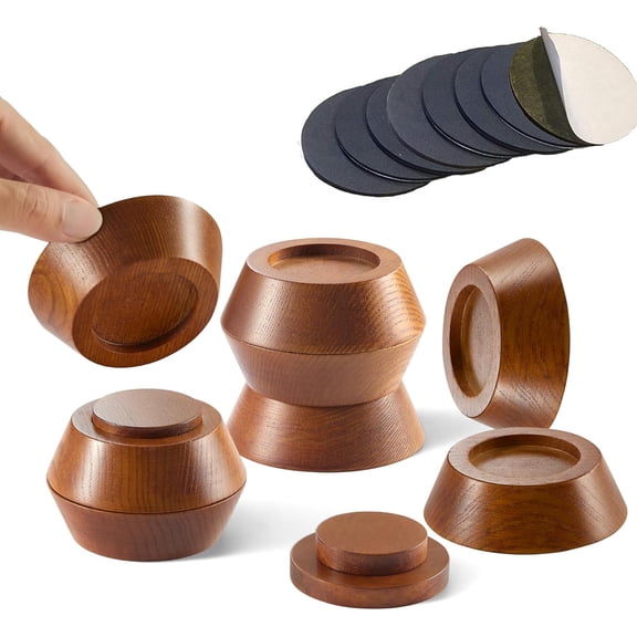 Bed Risers, Furniture Risers (Set of 8-Height 1") Can be Adjusted to 2'' 3''or 4'', Lifts Furniture Risers, Solid Natural Wood Risers, Non-Slip Recessed Hole (Light Brown Color)