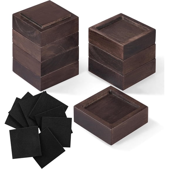Bed Risers, Furniture Risers (Set of 8-Height 1") Can be Adjusted to 2'' 3''or 4'', Lifts Furniture Risers, Solid Natural Wood Risers, Non-Slip Recessed Hole (Square-Natural Color)