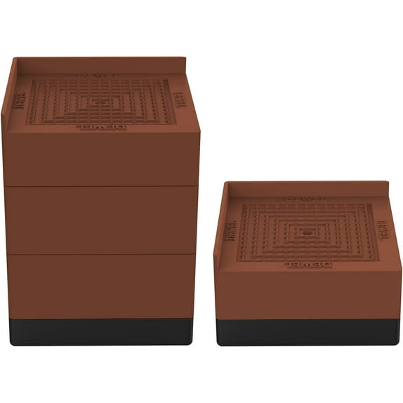 Bed Risers Heavy Duty Square Furniture Risers Stackable in Heights of 1.8 or 3 inch, Half-Wrapped Edge Design,for Beds Sofa, Table, Chair, Supports up to 661 lbs 4Pcs Set, Brown 0.29 lb Rubber