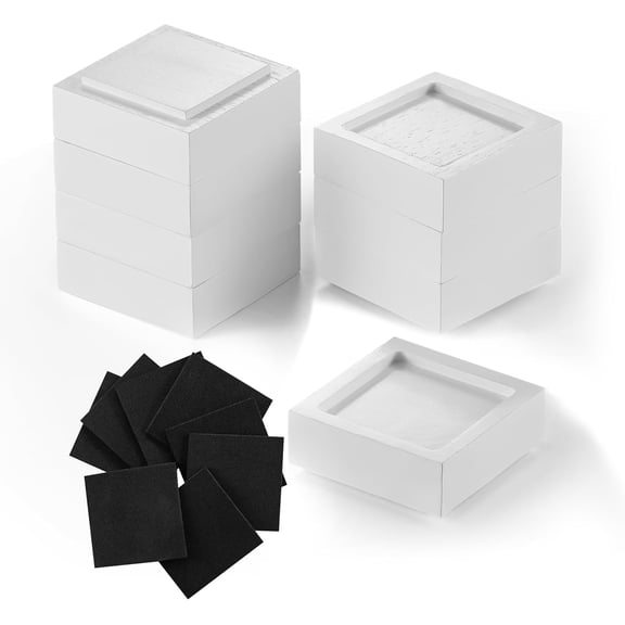 MY Bed Risers (Set of 8) Furniture Risers Lifts Height 1", 2", 3" or 4", Solid Natural Wood Risers, Non-Slip Recessed Hole to Heavy Bed/Furniture (White Color)