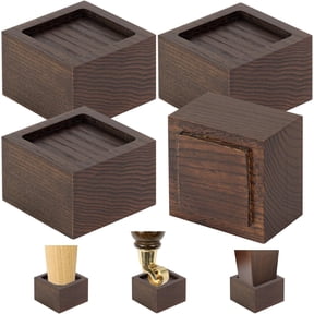 Bed Risers (Set of 4) - Oak Solid Wood Furniture Risers Lifts Height 2" with Non-Slip Recessed Hole (4pcs-2" Hight-Walnut Color)