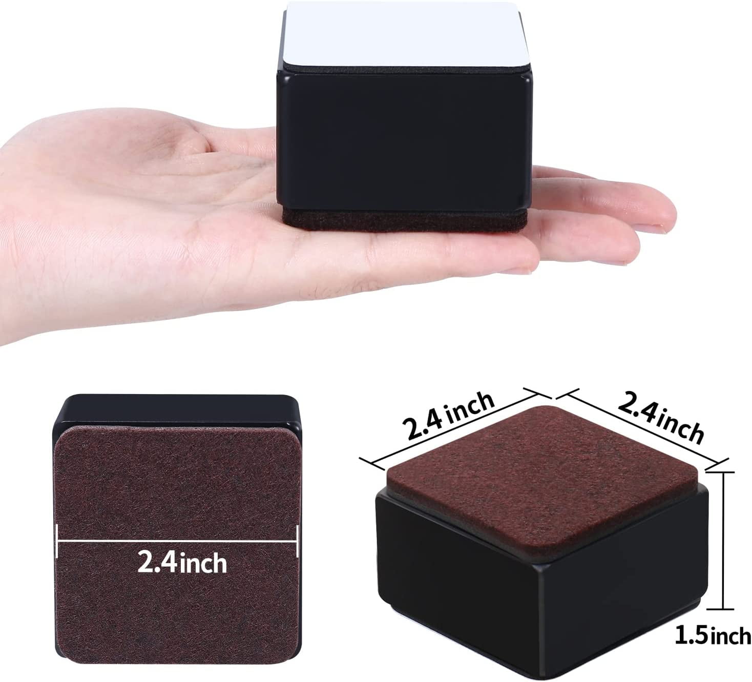 Bed Risers Square 2.4x2.4x1.5 Inch Carbon Steel Self Adhesive