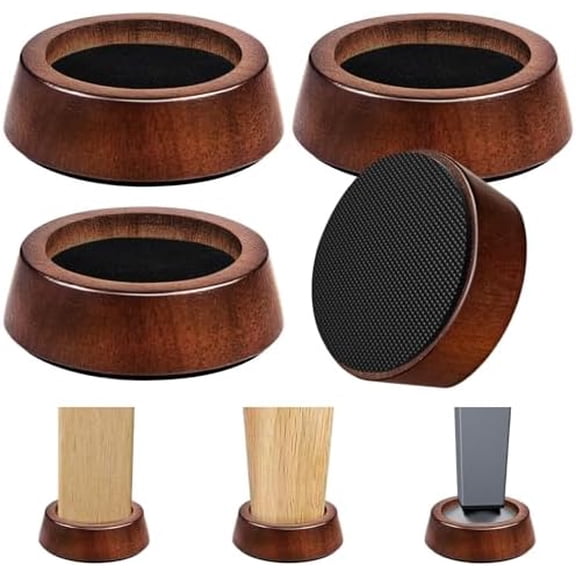 Bed Risers Wood Blocks - 1 Inch Circle Furniture Height Extenders Lifts for Sofa Couch Desk Chair Table Base Raising Space, Convenient Store and Cleaning, Pack of 4