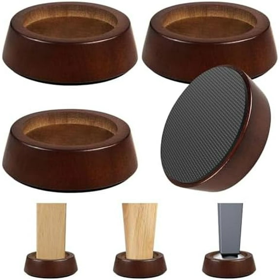 Bed Risers Wood Blocks - 1 Inch Circle Furniture Height Extenders Lifts for Sofa Couch Desk Chair Table Base Raising Space, Convenient Store and Cleaning, Pack of 4