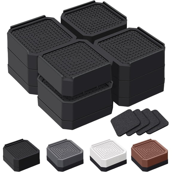 Bed Risers and Furniture Risers, eay Duty Adjustable Lifting Blocks for Couces, Desks, and Cairs, Eleates 1.5 or 3 Inces, olds up to 4000 lbs (Black)