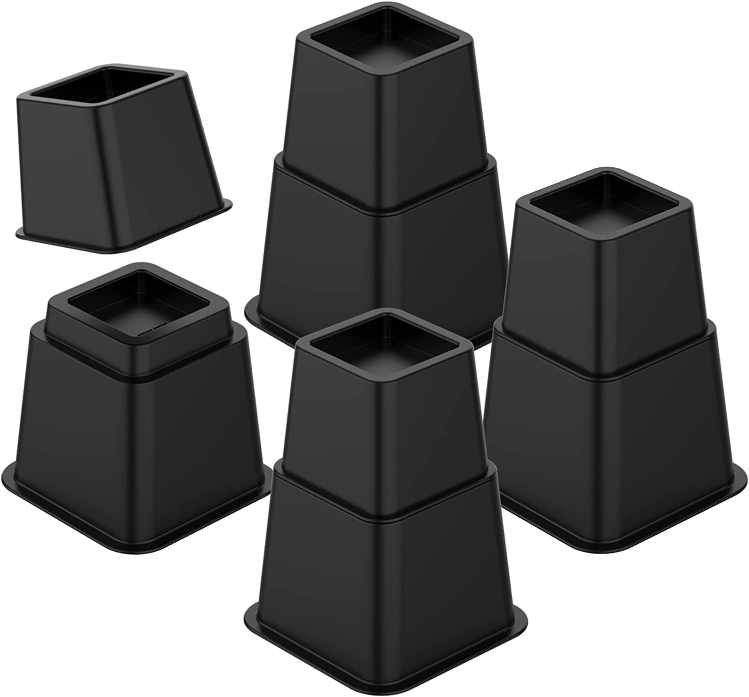 Bed Riser Set DEWEL Bed Risers Set of 8, Furniture Lifters, Stackable, Black, for ...