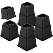 Bed Risers for Furniture Table Sofa Chair Room 8 Pack Black Plastic 0.1 lb Storage Space Stackable