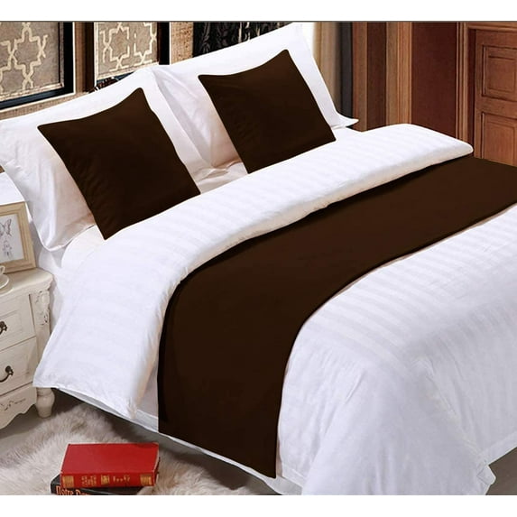 Bed Runner (1 Piece Only), 100% Egyptian Cotton, 400 Thread Count, Soft Fade-Resistant, Decorative Bed Scarf - Chocolate Solid, Cal King Size.