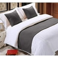 thumbnail image 1 of Bed Runner (1 Piece Only), 100% Egyptian Cotton, 400 Thread Count, Soft Fade-Resistant, Decorative Bed Scarf - Dark Gray Solid, King Size., 1 of 4