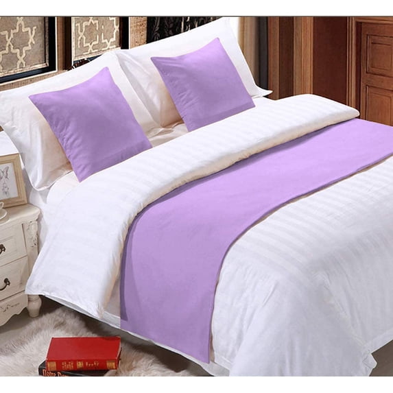 Bed Runner (1 Piece Only), 100% Egyptian Cotton, 400 Thread Count, Soft Fade-Resistant, Decorative Bed Scarf - Lavender Solid, King Size.