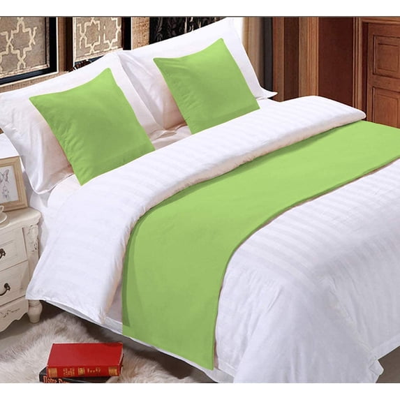 Bed Runner (1 Piece Only), 100% Egyptian Cotton, 400 Thread Count, Soft Fade-Resistant, Decorative Bed Scarf - Sage Solid, Cal King Size.