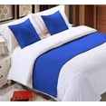 thumbnail image 1 of Bed Runner 3 Piece (1 Piece Bed Runner and 2 Pillowshams), 100% Egyptian Cotton, 400 Thread Count, Soft Fade-Resistant, Decorative Bed Scarf - Royal Blue Solid, Twin Size., 1 of 4