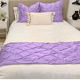 thumbnail image 1 of Bed Runner 3 Piece With 2 Pillowcases, 400 Thread Count, 100% Egyptian Cotton, Super Soft and Luxury, Pinch Pleated Design, Bed Runner For Bed - Lavender Solid, Queen Size., 1 of 5