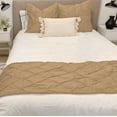 thumbnail image 1 of Bed Runner 3 Piece With 2 Pillowcases, 400 Thread Count, 100% Egyptian Cotton, Super Soft and Luxury, Pinch Pleated Design, Bed Runner For Bed - Taupe Solid, Cal King Size., 1 of 5