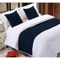 thumbnail image 1 of Bed Runner 5 Piece (1 Piece Bed Runner and 4 Pillowshams), 100% Egyptian Cotton, 400 Thread Count, Soft Fade-Resistant, Decorative Bed Scarf - Navy Blue Solid, King Size., 1 of 4