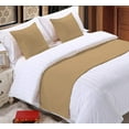 thumbnail image 1 of Bed Runner 5 Piece (1 Piece Bed Runner and 4 Pillowshams), 100% Egyptian Cotton, 400 Thread Count, Soft Fade-Resistant, Decorative Bed Scarf - Taupe Solid, Queen Size., 1 of 4