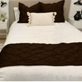 thumbnail image 1 of Bed Runner 5 Piece With 4 Pillowcases, 400 Thread Count, 100% Egyptian Cotton, Super Soft and Luxury, Pinch Pleated Design, Bed Runner For Bed - Chocolate Solid, Queen Size., 1 of 5