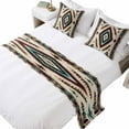 Bed Runner for Cal King Size Bed, Boho Red Teal Brown 3 Pcs Bedding ...