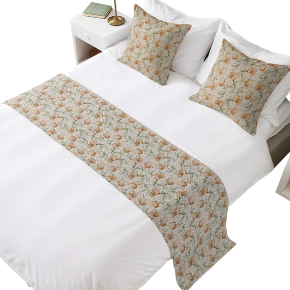 Bed Runner for Cal King Size Bed, Vintage Flower, 3 Pcs Bedding Runner — free download