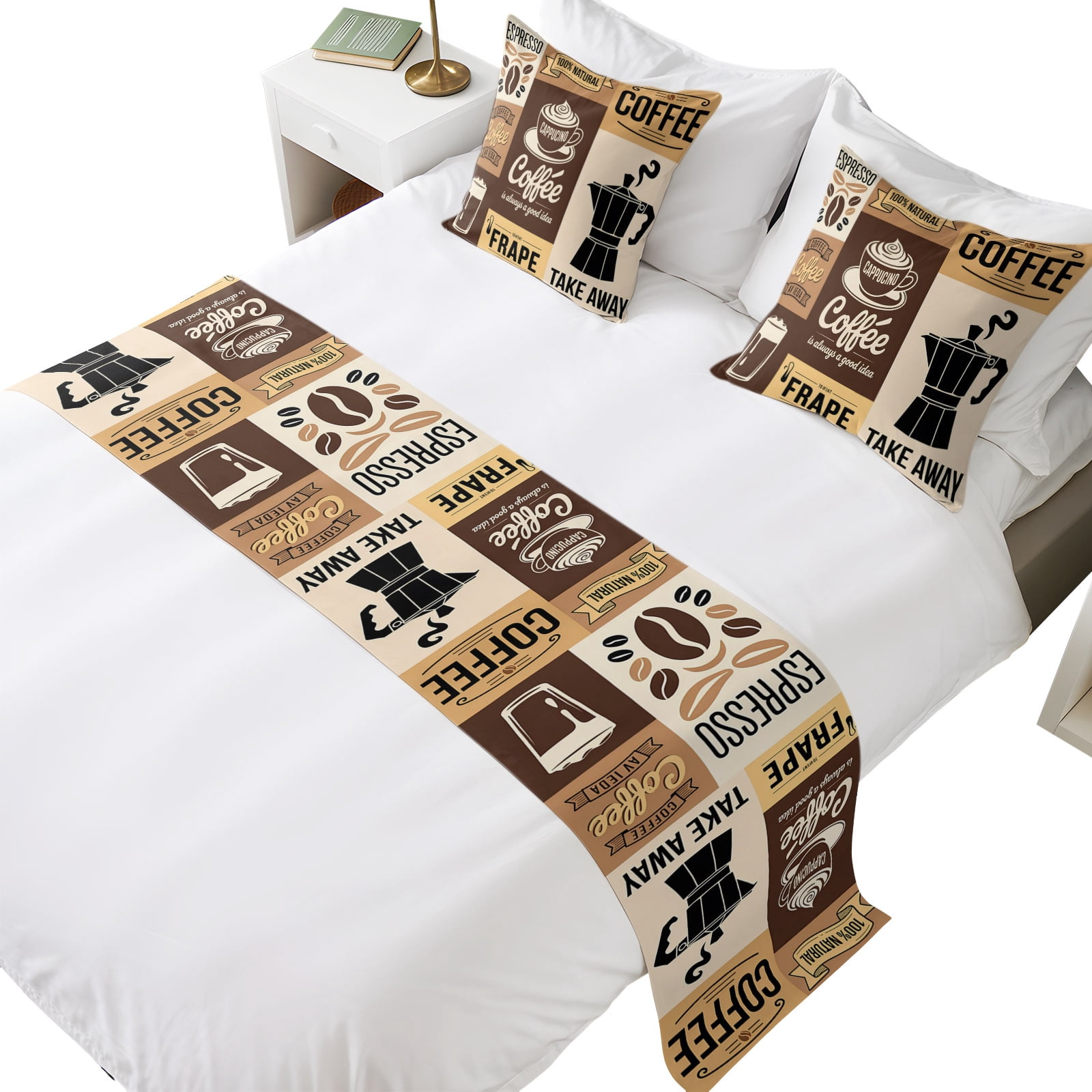 Bed Runner For King Size Bed Vintage Coffee 3 Pcs Bedding Runner Set bed-runner-for-king-size-bed-vintage-coffee-3-pcs-bedding-runner-set