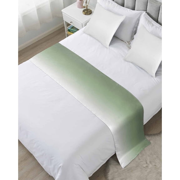Bed Runner for King Size, Sage Green Decorative Scarf Throws for Foot of Bed, Farmhouse Sage Green Ombre Luxury Bedding Protector Slipcover Bedrunners for Hotel/Home, 94 x 20 Inch